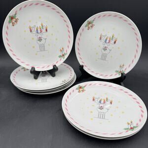 Set of 4 Vintage Christmas Holiday Plates Toscany Collection Salad Luncheon